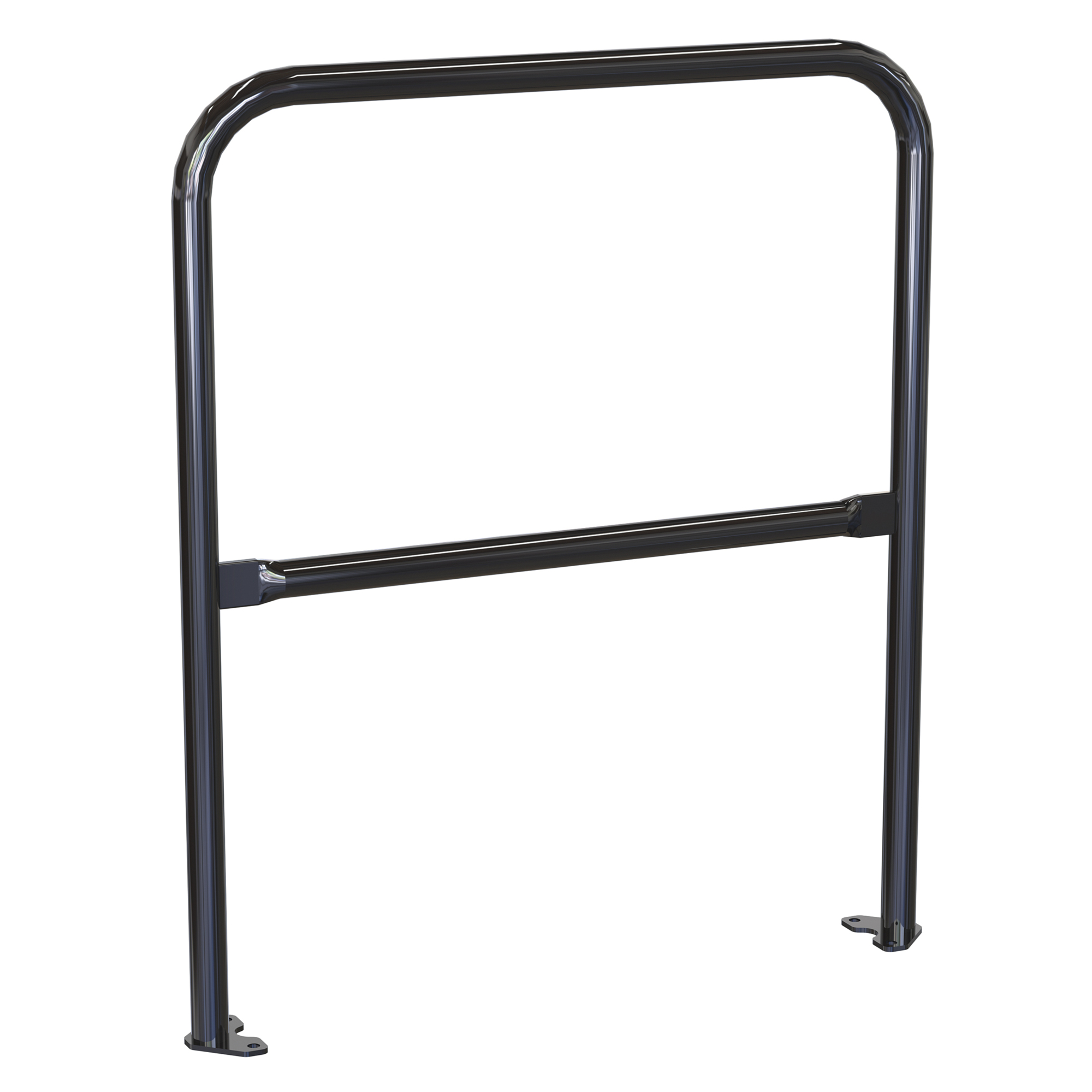 Vestil Pipe Safety Railing with Welded Baseplate - 37in. Length, Powder-Coated Black, Model# VDKR-3-BP-BK